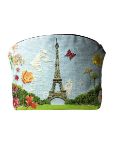 Blue case. View on the Eiffel Tower from the Mars field. Jacquard pattern. Art de Lys TR5283