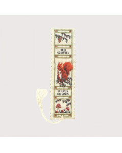 Marque-page brodé au point de croix. Ecureuil roux. Textile Heritage 229543