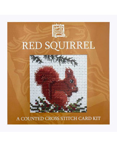 Red squirrel. Greeting card with green aperture to cross stitch. Embroidery kit by Textile Heritage Collection 341832