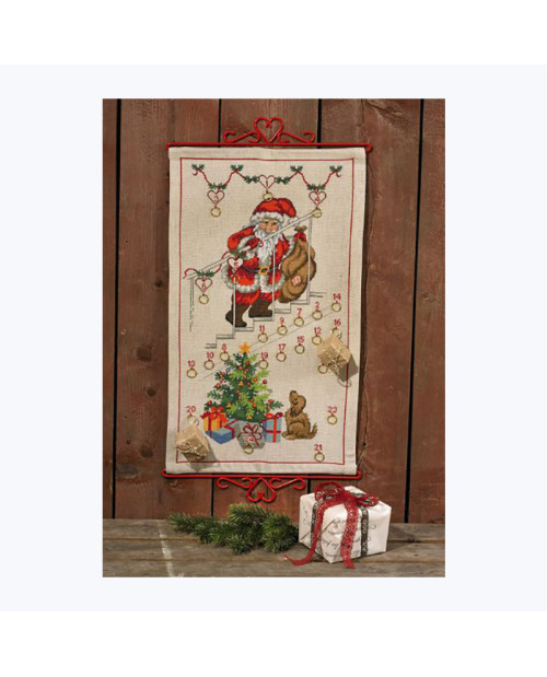 Santa Claus. Cross stitch embroidery. Advent calendar. Permin of Copenhagen 346228