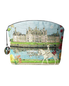 Trousse tapissée côté. Motif château de Chambord et cavalier sur cheval blanc. Motif jacquard. Art de Lys TR5459X