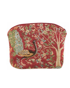 Case with a medieval style pattern: peacock, pheasant, tree. Red background. Jacquard. Art de Lys. TR8691R