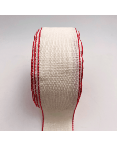 A roll of a band made of ivory even-weave linen with red border - 5 cm.  Le Bonheur des Dames BD81