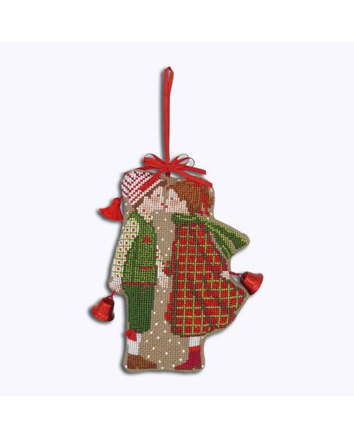 Christmas couple. Decorative suspension embroidered in cross stitch. Le Bonheur des Dames 2673