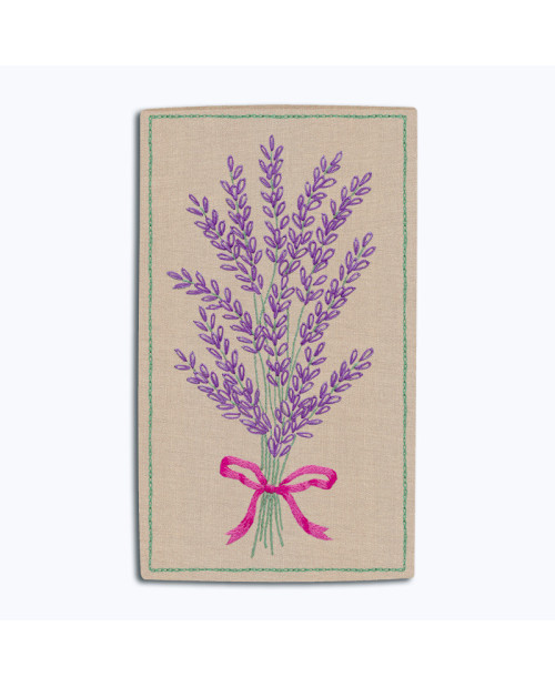 Lavender. Glasses case embroidered with traditional embroidery stitches on natural linen. Le Bonheur des Dames 3010