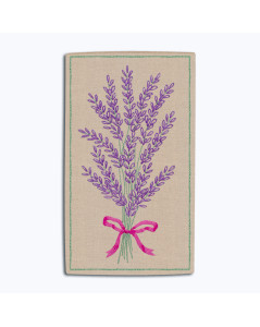 Lavender. Glasses case embroidered with traditional embroidery stitches on natural linen. Le Bonheur des Dames 3010