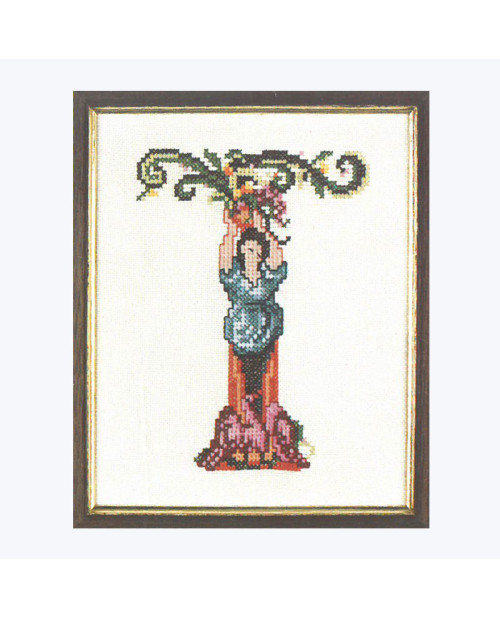Kit broderie point de croix. Lettre T - style ancien. Lanarte 33369 Kit broderie point de croix. Lettre T - style ancien. Lanarte 33369