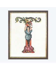 Letter T. Ancient style. Counted cross stitch embroidery. Lanarte 33369
