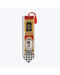 Embroidered bookmark on Aïda fabric 7 pts/cm. Hall of Columns bookmark - Grévin Museum. Le Bonheur des Dames 4592