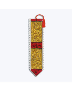 Embroidered bookmark on Aïda fabric 7 pts/cm. Motif: Golden Sculptures of Grevin Museum. Le Bonheur des Dames 4595