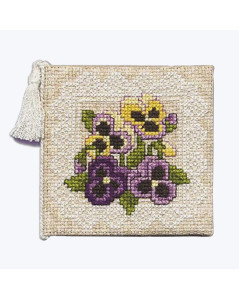 Needle case Victorian Pansies. Counted cross stitch embroidery. Textile Heritage Collection 475551