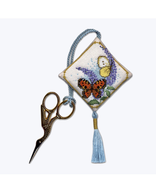 Scissor keep Butterflies & Buddleias. Counted cross stitch embroidery kit. Textile Heritage Collection 122325