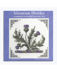 Victorian Thistles. Flowers. Counted cross stitch embroidery picture. Textile Heritage Collection. 427932