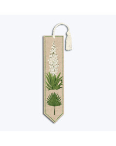 Printed bookmark to stitch with traditional embroidery stitches. Motive - yucca flowers. Le Bonheur des Dames 4730
