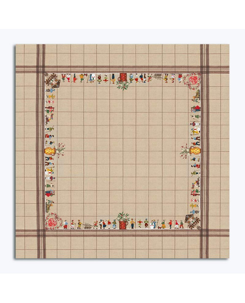 Nappe brodée au point de croix - Skieurs. Grand format 180 x 180 cm. Le Bonheur des Dames 6025 Nappe brodée au point de croix - Skieurs. Grand format 180 x 180 cm. Le Bonheur des Dames 6025