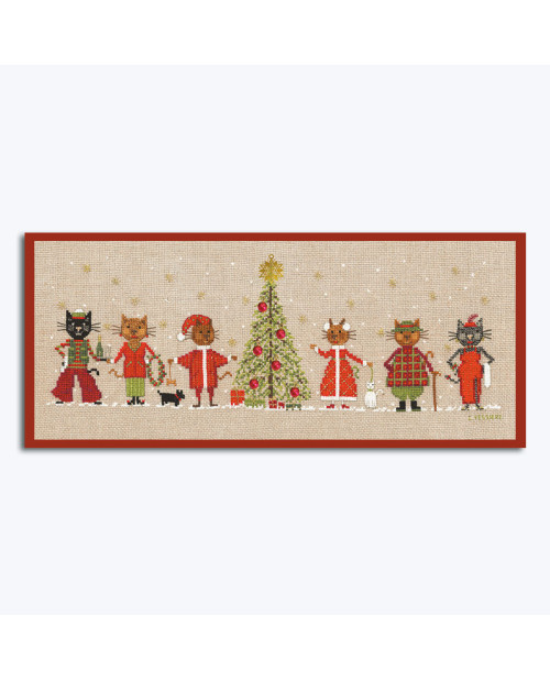 Counted cross stitch embroidery - Christmas Frieze Cats. Le Bonheur des Dames 2675