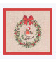 Tableau brodé. Couronne de décembre. Oiseau rouge-gorge en tenue de Noël. Le Bonheur des Dames 2699