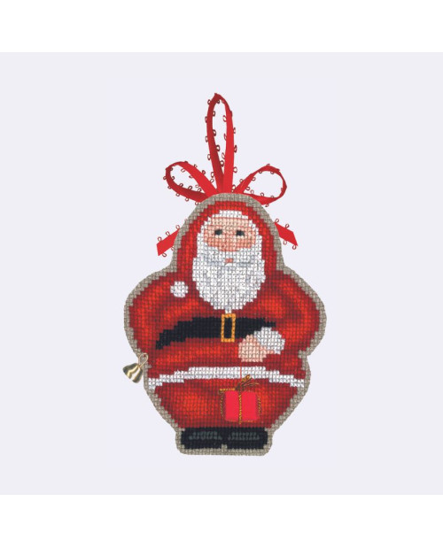 Père Noël avec cloche. Kit broderie point de croix, point compté sur toile Aïda. Suspension décorative. Le Bonheur des Dames Père Noël avec cloche. Kit broderie point de croix, point compté sur toile Aïda. Suspension décorative. Le Bonheur des Dames