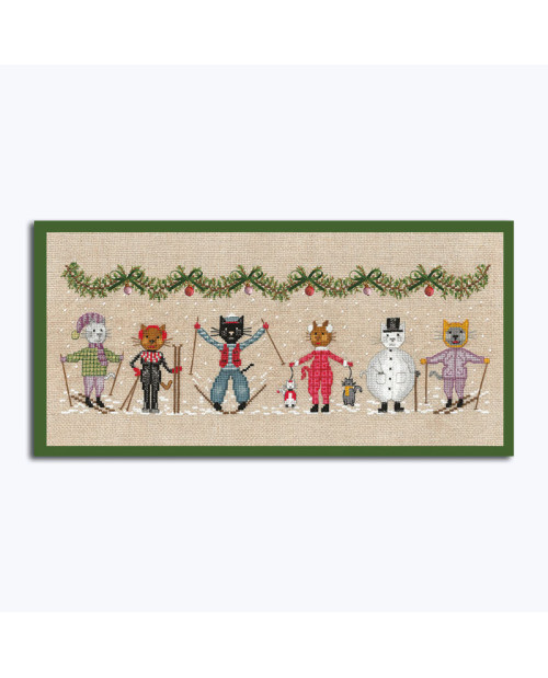 Counted cross stitch embroidery - Frieze Skiing  Cats. Le Bonheur des Dames 2676