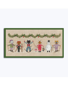 Counted cross stitch embroidery - Frieze Skiing  Cats. Le Bonheur des Dames 2676