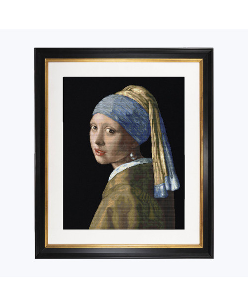 Embroidered picture. Girl with a Pearl Earring. 1665 Johannes Vermeer. Kit by Thea Gouverneur G0582.05