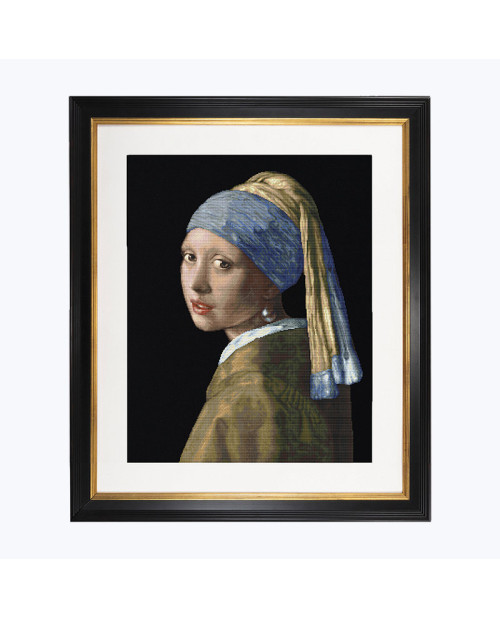 Embroidered picture. Girl with a Pearl Earring. 1665 Johannes Vermeer. Kit by Thea Gouverneur G0582.05 Embroidered picture. Girl with a Pearl Earring. 1665 Johannes Vermeer. Kit by Thea Gouverneur G0582.05