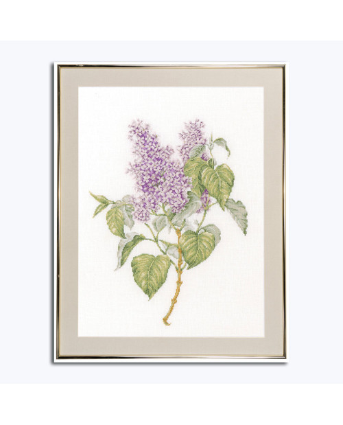 Picture embroidered in counted cross stitch. Lilac. Thea Gouverneur G0588