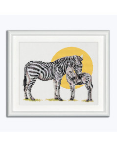 Picture stitched in counted cross stitch. Safari zebra. Dutch Stitch Brothers DSB006L