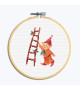 Christmas elf with a ladder. Embroidery framed in a hoop. Dutch Stitch Brothers DSB043B