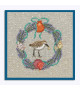 Embroidered picture. July wreath. Sandpiper, seashells, lavender, turquoise ribbons. Le Bonheur des Dames 2694.