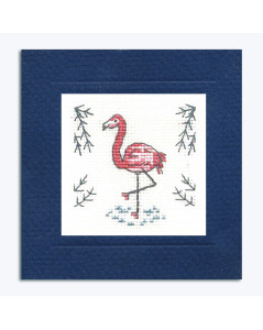 Greeting card embroidered in counted cross stitch. Flamingo. Textile Heritage Collection 220267