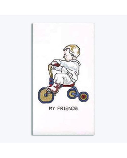 Kit broderie point de croix - un petit garçon sur un tricycle. Permin of Copenhagen 921185 Kit broderie point de croix - un petit garçon sur un tricycle. Permin of Copenhagen 921185