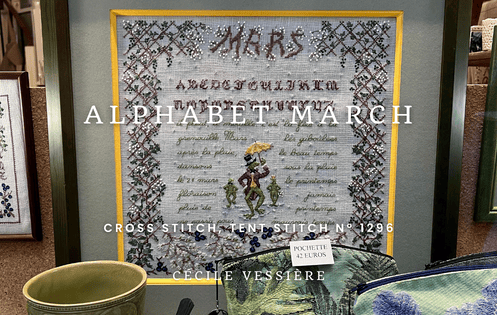 Alphabet March. Cross stitch, tent sttich embroidery kit on even-weave linen. Le Bonheur des Dames 1296