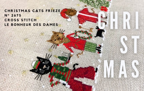 Christmas Cat Frieze. Counted cross stitch kit. Le Bonheur des Dames 2675