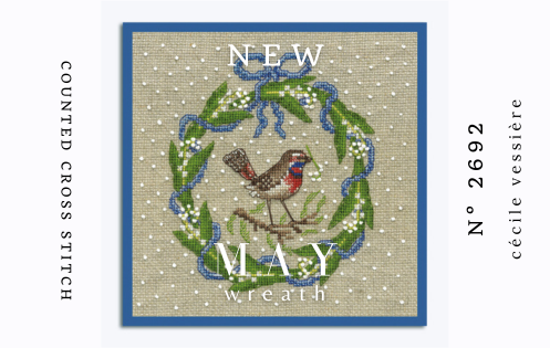 May Wreath - Bluethroat. Counted cross stitch embroidery kit, item n° 2692.