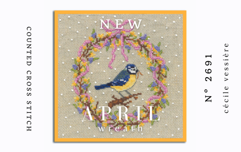 April Wreath - Blue tit. Counted cross stitch embroidery kit, item n° 2691.