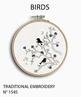 Birds. Printed kit, traditional embroidery. Le Bonheur des Dames n° 1545